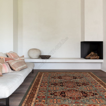 Ковер бельгийский 4308400 KASHQAI Shapur (Шерсть, зеленый, терракотовый)