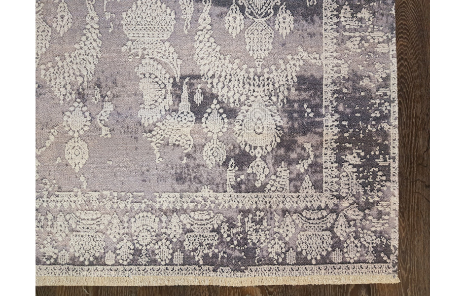 Безворсовый ковер лофт дизайн BANCO P1055 GREY-WHITE