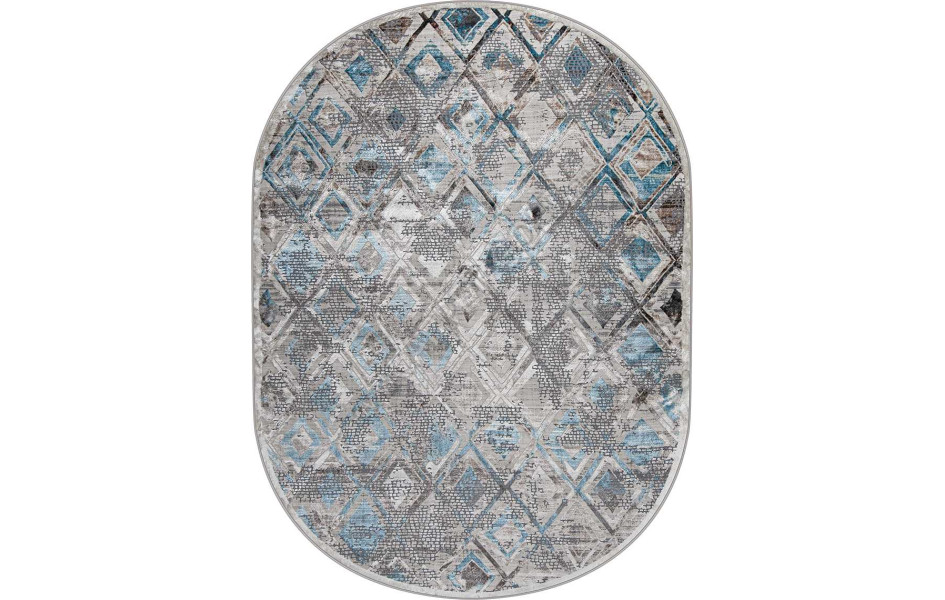 Геометрический ковер с ромбами 37910A OVAL BLUE FLS / BEIGE FL Roma